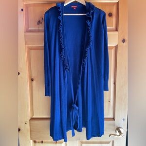 Women’s Long Blue Tie Cardigan